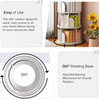 FurnitureR 360 Rotating Bookcase, 4-Tier Spinning Corner Book Shelf, Display Organizer for Small Space, Storage Rack for Office, Living Room, White