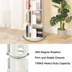 FurnitureR 360 Rotating Bookcase, 4-Tier Spinning Corner Book Shelf, Display Organizer for Small Space, Storage Rack for Office, Living Room, White
