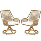 Patio Swivel Chairs Set of 2, Rattan Patio Dining Chairs with Soft Cushions for Backyard, Lawn, Porch, or Garden
