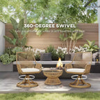 Patio Swivel Chairs Set of 2, Rattan Patio Dining Chairs with Soft Cushions for Backyard, Lawn, Porch, or Garden