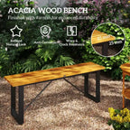 Panca da Esterno, Panca da Giardino Senza Schienale per 2 Persone, Panchina a Due Posti da Patio in Legno di Acacia con Seduta a Doghe per Portico, Parco