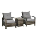 3 Piece Patio Furniture, PE Wicker Storage Table & Chairs