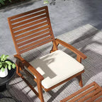 4 Piece Patio Furniture Set, 2 Chairs with Cushions & Ottomans, Slatted Acacia Wood