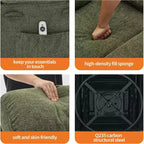 360 Swivel Massage Rocker Recliner with Heat, Linen Glider Chair for Adults, Side Pocket & 2 Cup Holders  Living Room & Bedroom Comfort