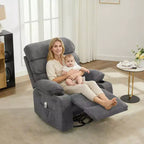 360 Swivel Massage Rocker Recliner with Heat, Linen Glider Chair for Adults, Side Pocket & 2 Cup Holders  Living Room & Bedroom Comfort