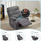 360 Swivel Massage Rocker Recliner with Heat, Linen Glider Chair for Adults, Side Pocket & 2 Cup Holders  Living Room & Bedroom Comfort