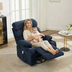 360 Swivel Massage Rocker Recliner with Heat, Linen Glider Chair for Adults, Side Pocket & 2 Cup Holders  Living Room & Bedroom Comfort