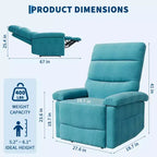 Manual Recliner Chair for Adults, Adjustable Fabric Single Sofa with Side Pocket and Ergonomic Backrest, Ideal for Living Room, Bedroom, or Nursery