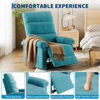 Manual Recliner Chair for Adults, Adjustable Fabric Single Sofa with Side Pocket and Ergonomic Backrest, Ideal for Living Room, Bedroom, or Nursery