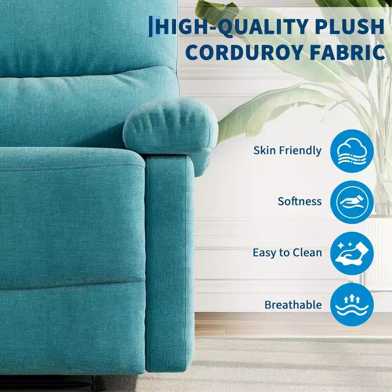 Manual Recliner Chair for Adults, Adjustable Fabric Single Sofa with Side Pocket and Ergonomic Backrest, Ideal for Living Room, Bedroom, or Nursery