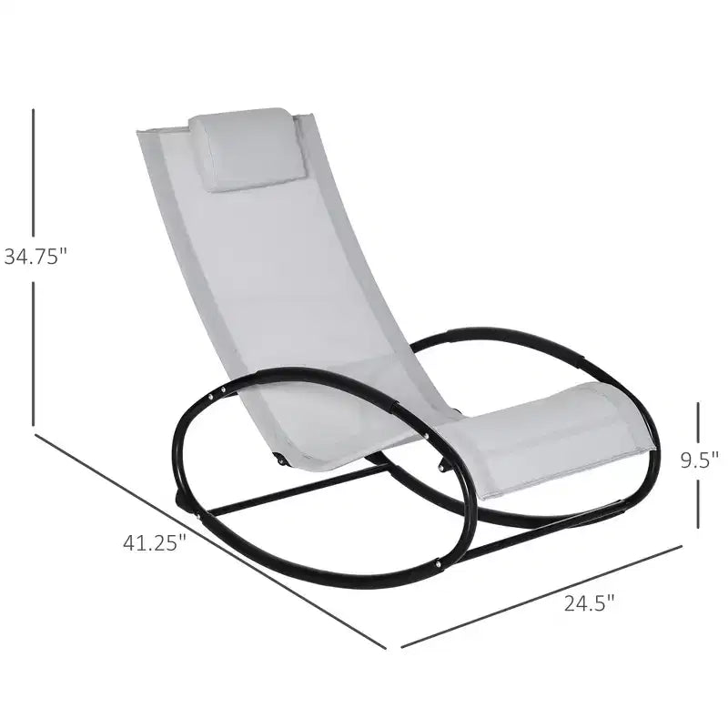 Pool Lounger, Outdoor Rocking Lounge Chair for Sunbathing, Pool, Beach, Porch with Pillow and Cool Mesh, Sun Tanning Rocker