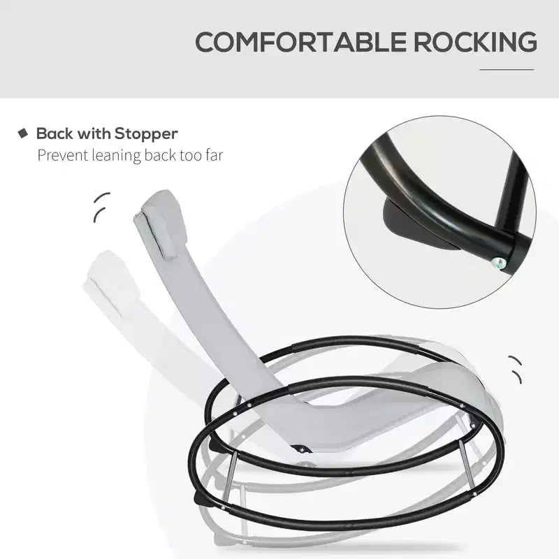 Pool Lounger, Outdoor Rocking Lounge Chair for Sunbathing, Pool, Beach, Porch with Pillow and Cool Mesh, Sun Tanning Rocker
