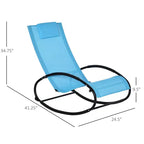 Pool Lounger, Outdoor Rocking Lounge Chair for Sunbathing, Pool, Beach, Porch with Pillow and Cool Mesh, Sun Tanning Rocker