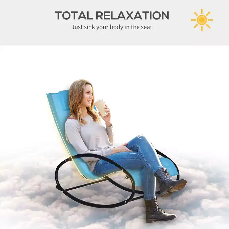 Pool Lounger, Outdoor Rocking Lounge Chair for Sunbathing, Pool, Beach, Porch with Pillow and Cool Mesh, Sun Tanning Rocker