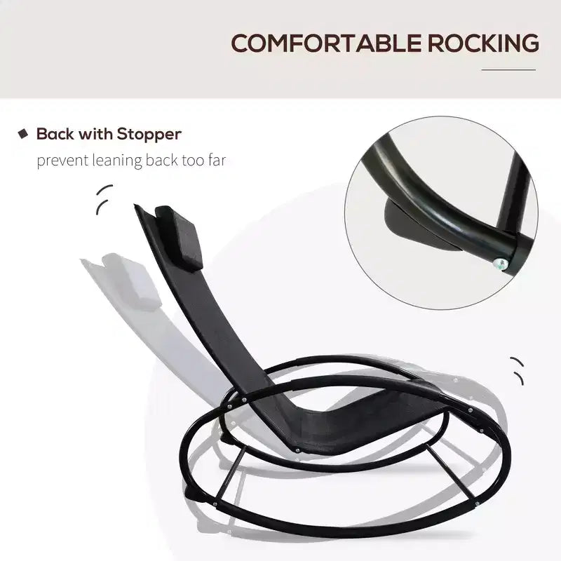 Pool Lounger, Outdoor Rocking Lounge Chair for Sunbathing, Pool, Beach, Porch with Pillow and Cool Mesh, Sun Tanning Rocker