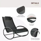Pool Lounger, Outdoor Rocking Lounge Chair for Sunbathing, Pool, Beach, Porch with Pillow and Cool Mesh, Sun Tanning Rocker