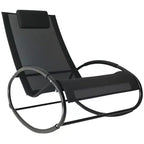Pool Lounger, Outdoor Rocking Lounge Chair for Sunbathing, Pool, Beach, Porch with Pillow and Cool Mesh, Sun Tanning Rocker