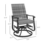 Wicker Rattan Swivel Patio Glider Chair Set of 2, Outdoor Glider Chair with Steel Frame, High Back