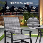 Wicker Rattan Swivel Patio Glider Chair Set of 2, Outdoor Glider Chair with Steel Frame, High Back