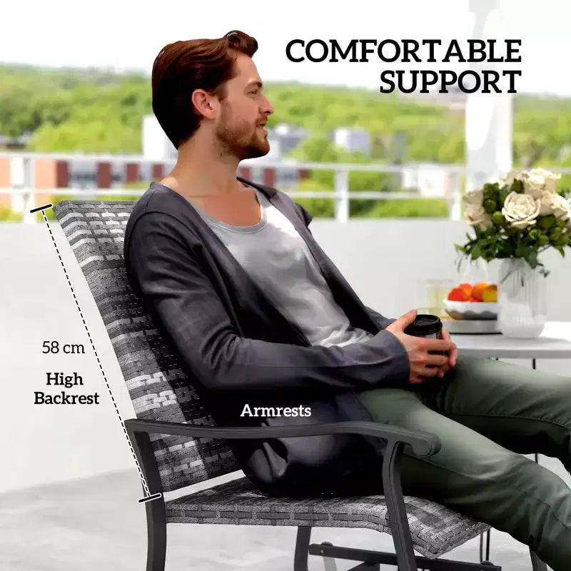 Wicker Rattan Swivel Patio Glider Chair Set of 2, Outdoor Glider Chair with Steel Frame, High Back