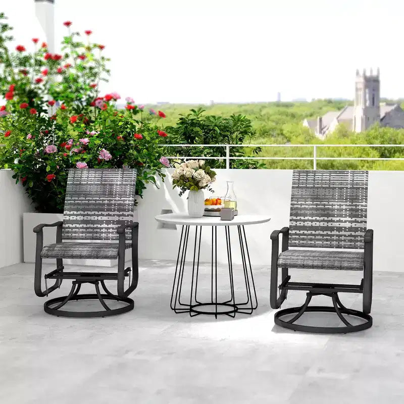 Wicker Rattan Swivel Patio Glider Chair Set of 2, Outdoor Glider Chair with Steel Frame, High Back