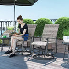 Wicker Rattan Swivel Patio Glider Chair Set of 2, Outdoor Glider Chair with Steel Frame, High Back