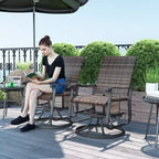 Wicker Rattan Swivel Patio Glider Chair Set of 2, Outdoor Glider Chair with Steel Frame, High Back