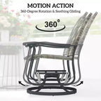 Wicker Rattan Swivel Patio Glider Chair Set of 2, Outdoor Glider Chair with Steel Frame, High Back