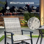 Wicker Rattan Swivel Patio Glider Chair Set of 2, Outdoor Glider Chair with Steel Frame, High Back