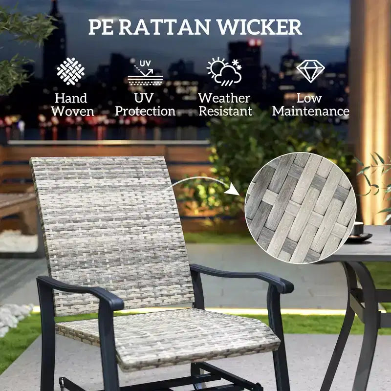 Wicker Rattan Swivel Patio Glider Chair Set of 2, Outdoor Glider Chair with Steel Frame, High Back