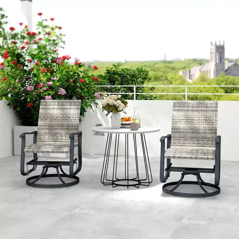 Wicker Rattan Swivel Patio Glider Chair Set of 2, Outdoor Glider Chair with Steel Frame, High Back