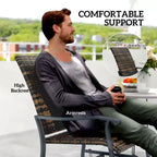 Wicker Rattan Swivel Patio Glider Chair Set of 2, Outdoor Glider Chair with Steel Frame, High Back