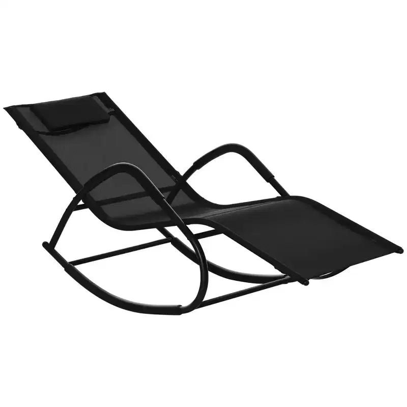 Rocking Chair, Zero Gravity Patio Chaise Sun Lounger, Outdoor Rocker, UV Water Resistant, Pillow for Sunbathing, Lawn, Garden or Pool