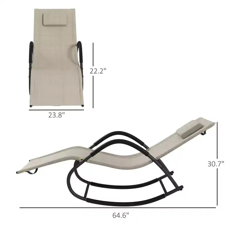 Rocking Chair, Zero Gravity Patio Chaise Sun Lounger, Outdoor Rocker, UV Water Resistant, Pillow for Sunbathing, Lawn, Garden or Pool
