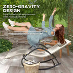 Rocking Chair, Zero Gravity Patio Chaise Sun Lounger, Outdoor Rocker, UV Water Resistant, Pillow for Sunbathing, Lawn, Garden or Pool