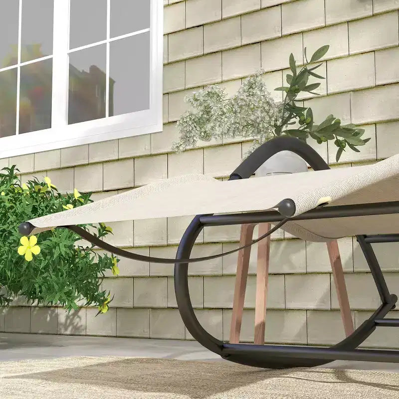 Rocking Chair, Zero Gravity Patio Chaise Sun Lounger, Outdoor Rocker, UV Water Resistant, Pillow for Sunbathing, Lawn, Garden or Pool