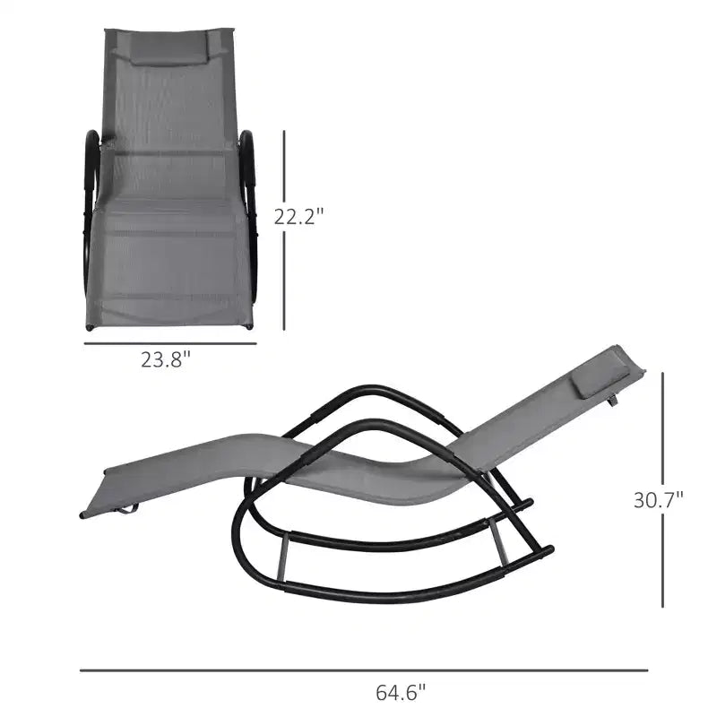 Rocking Chair, Zero Gravity Patio Chaise Sun Lounger, Outdoor Rocker, UV Water Resistant, Pillow for Sunbathing, Lawn, Garden or Pool