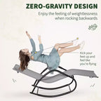 Rocking Chair, Zero Gravity Patio Chaise Sun Lounger, Outdoor Rocker, UV Water Resistant, Pillow for Sunbathing, Lawn, Garden or Pool