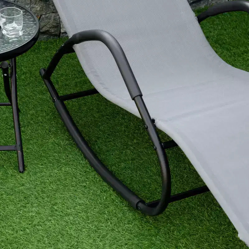 Rocking Chair, Zero Gravity Patio Chaise Sun Lounger, Outdoor Rocker, UV Water Resistant, Pillow for Sunbathing, Lawn, Garden or Pool