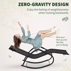 Rocking Chair, Zero Gravity Patio Chaise Sun Lounger, Outdoor Rocker, UV Water Resistant, Pillow for Sunbathing, Lawn, Garden or Pool