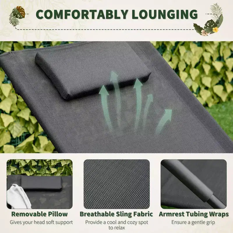 Rocking Chair, Zero Gravity Patio Chaise Sun Lounger, Outdoor Rocker, UV Water Resistant, Pillow for Sunbathing, Lawn, Garden or Pool
