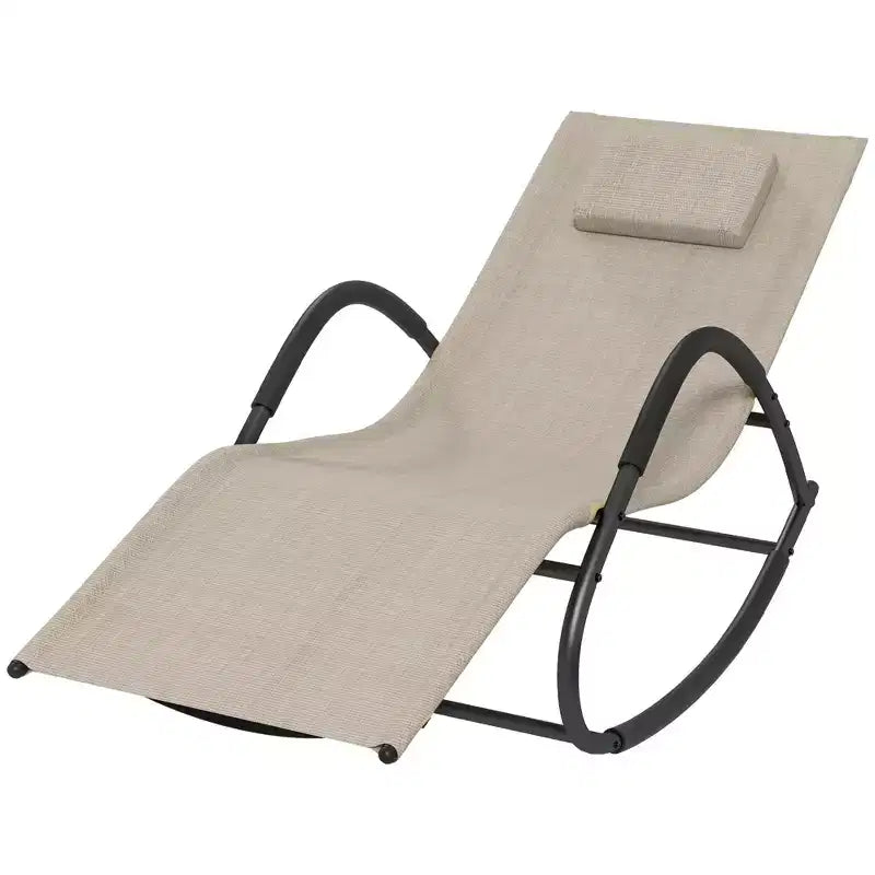 Rocking Chair, Zero Gravity Patio Chaise Sun Lounger, Outdoor Rocker, UV Water Resistant, Pillow for Sunbathing, Lawn, Garden or Pool
