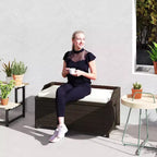 Outdoor Wicker Storage Bench with Storage & Cushion