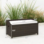 Outdoor Wicker Storage Bench with Storage & Cushion