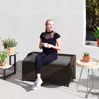 Outdoor Wicker Storage Bench with Storage & Cushion