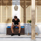 Outdoor Wicker Storage Bench with Storage & Cushion