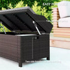 Outdoor Wicker Storage Bench with Storage & Cushion