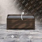 Outdoor Wicker Storage Bench with Storage & Cushion