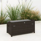 Outdoor Wicker Storage Bench with Storage & Cushion