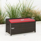 Outdoor Wicker Storage Bench with Storage & Cushion